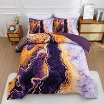 Btargot Purple Watercolor Marble Comforter Set King Adult Colorful Soft Bed-in-a-Bag Bedding Set
