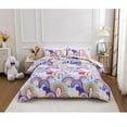 thumbnail image 1 of Btargot 3 Piece Colorful Rainbow Queen Bedding Set Kids Rainbow Purple Yellow Clouds Comforter Set, 1 of 12