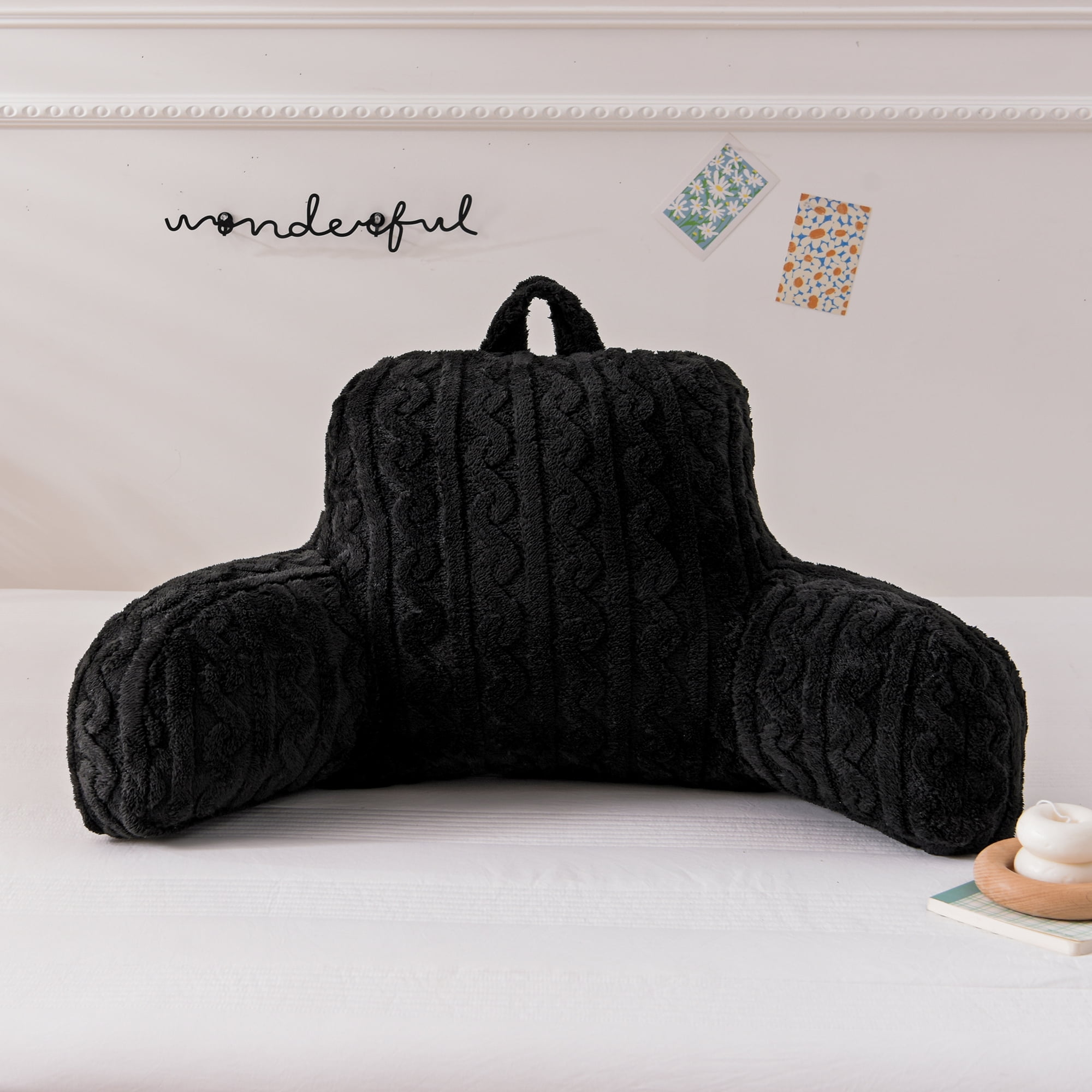 Btargot Shu Velveteen Backrest Reading Pillow with Arms Bed Jacquard