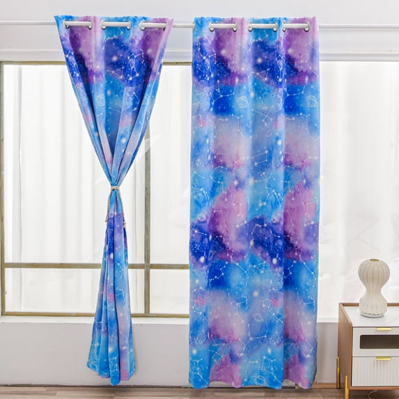 Btargot Tie Dye Constellation Blackout Curtains Set of 2 for Kids Girls Room Galaxy Ombre Grommet Thermal Insulated Room Darkening Drapes 52 x 63 inch Blue Purple