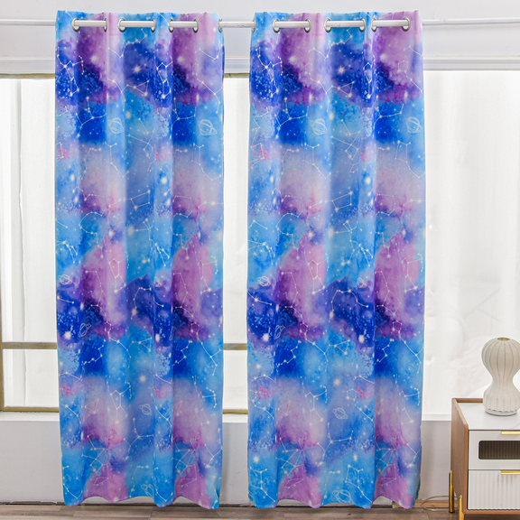 Btargot Tie Dye Constellation Blackout Curtains Set of 2 for Kids Girls Room Galaxy Ombre Grommet Thermal Insulated Room Darkening Drapes 52 x 84 inch Blue Purple