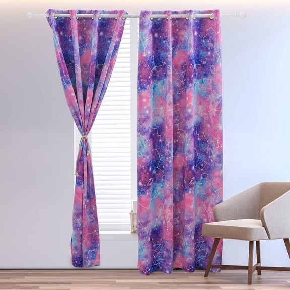Btargot Tie Dye Constellation Blackout Curtains Set of 2 for Kids Girls Room Galaxy Ombre Grommet Thermal Insulated Room Darkening Drapes 52 x 84 inch Pink Purple