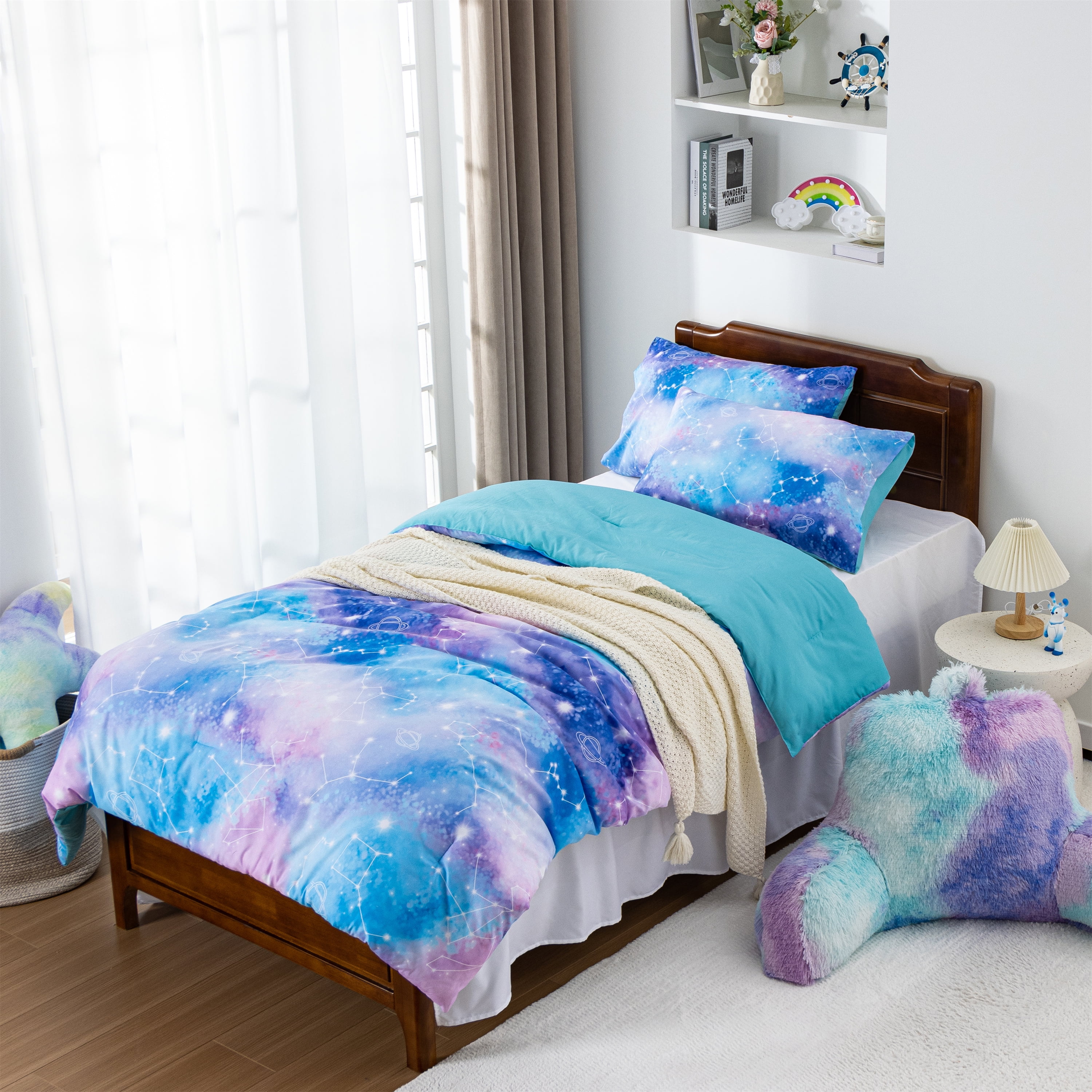 Btargot Tie Dye Twin Comforter Set Gradient Galaxy BedinaBag Blue