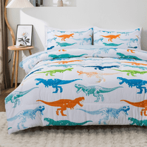 Btargot White Kids Twin Comforter Set 5 Piece Dinosaur Bedding Set for Boys Girls Super Soft Bed in a Bag