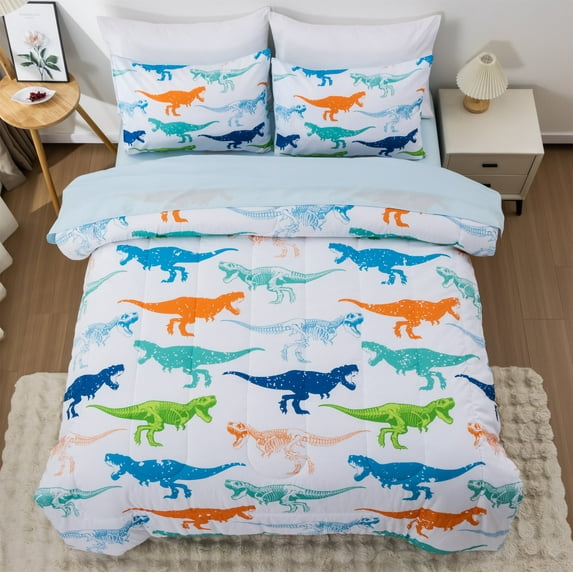 Btargot White Kids Twin Comforter Set 5 Piece Dinosaur Bedding Set for Boys Super Soft Bed in a Bag
