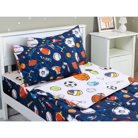 Btargot 3Pcs Zipper Comforter Set Twin for Kids Boys Basketball Football Baseball Bedding Set