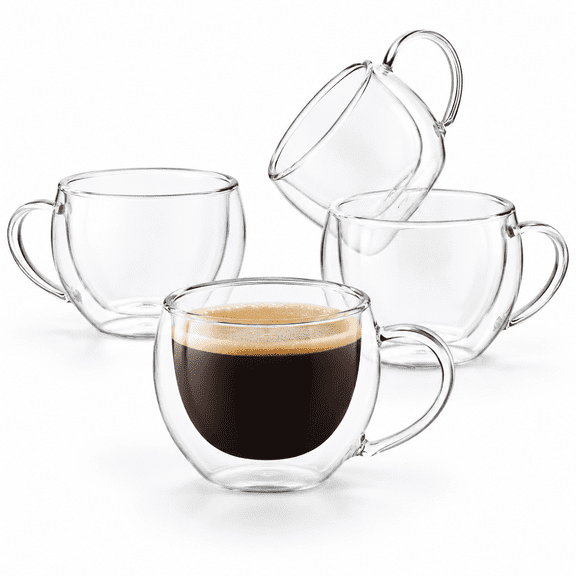 Btat- Double Walled Espresso Cups 6 Oz Set Of 4r Coffee Mugs Wallulated Small For Tea Latteschiatos Hot & Cold Beverageswave Safe
