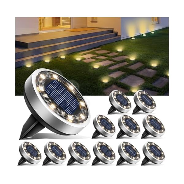 Btfarm 12 Pack Solar Lights Outdoor, 8 Led (Warm White), Solar Lights Outdoor Waterproof, Landscape Lighting