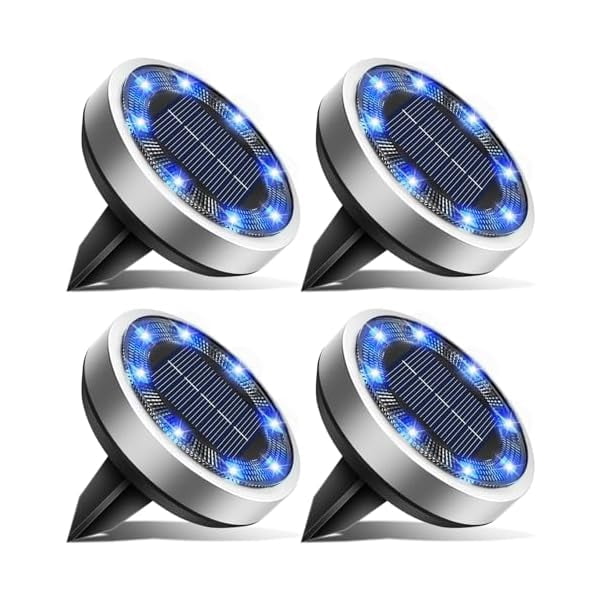 Btfarm 4 Pack Solar Lights Outdoor, 8 Led Solar Ground Lights (Blue), Solar Lights Outdoor, Solar Lights Outdoor Waterproof
