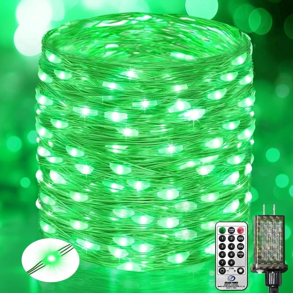 Fairy Lights Plug in with Remote, 33FT 100 LED Outdoor Waterproof String Lights with Timer and 8 Modes, for Indoor Bedroom Patio Garden Wedding Decor, Green