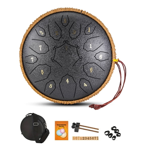 Btidfty 12 Inch Percussion Musical Instrument with Handbag Drumsticks 15 Notes D Major Large Ethereal Drum Yoga Sound Healing Child Beginner Hand Drum