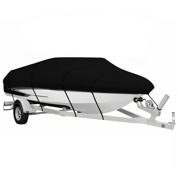 Btidfty 14-16FT Boat Cover 210D Oxford Cloth Fishing Skiing Boat Protector Waterproof V-shaped Hull Protector for Yachts Motors Rowing Boats