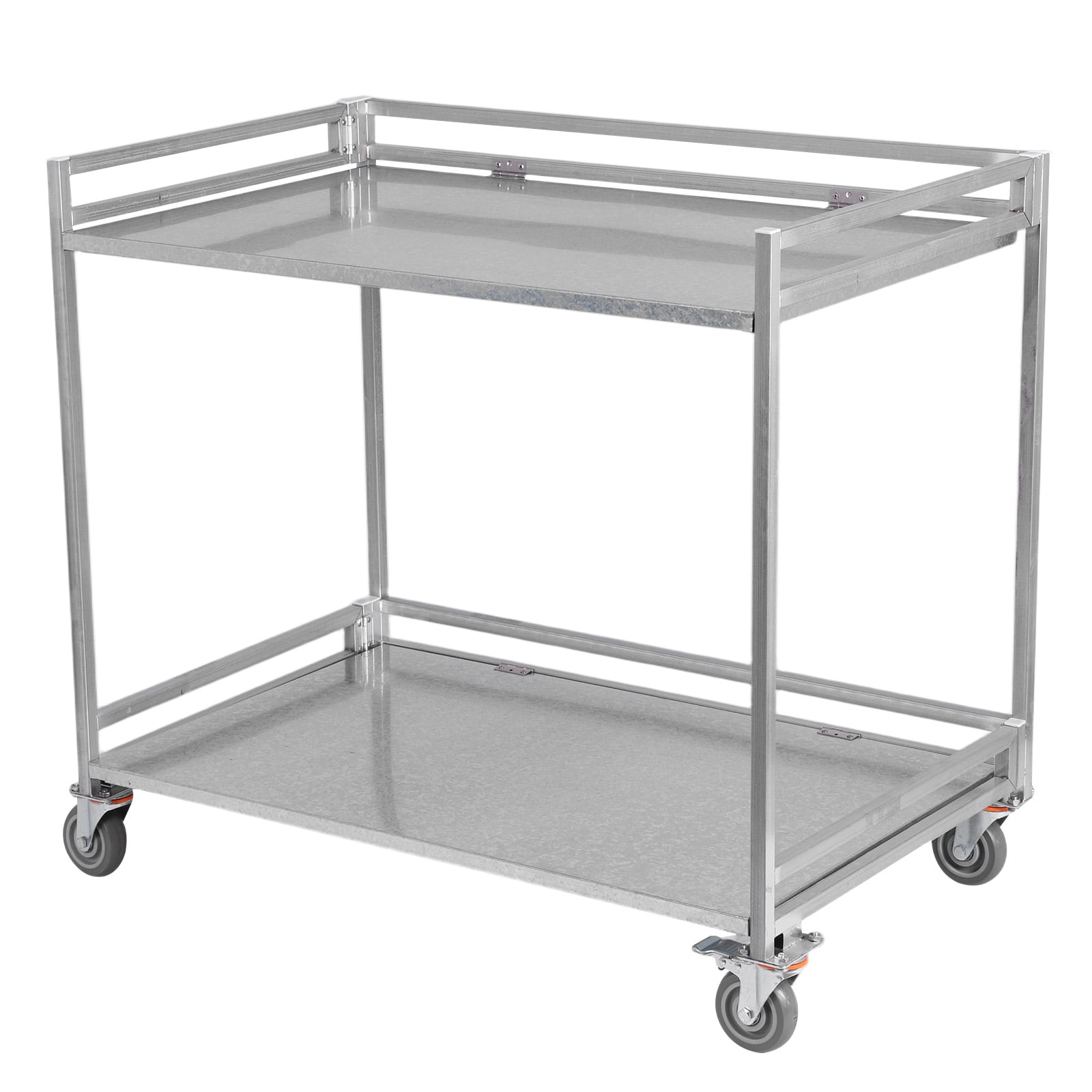 Btidfty 2-Shelf Tool Trolly Cart with Wheels 660lbs Capacity Heavy Duty Rolling Folding Utility Cart with Handle for Warehouse/garage/cleaning/manufacturing