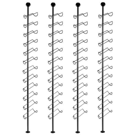 Btidfty 4 Pack 12 Bottle Wine Rack Wall Mounted for 48 Bottles Diy Detachable Wine Holder Metal Storage Rack for Kitchen Dining Room Bar (Black)