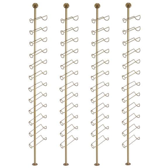 Btidfty 4 Pack 12 Bottle Wine Rack Wall Mounted for 48 Bottles Diy Detachable Wine Holder Metal Storage Rack for Kitchen Dining Room Bar (Gold)