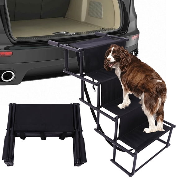 Btidfty 4 Steps Pet Ramp Lightweight Portable Dog Cat Ladder with Nonslip Surface Pet Ladder Folding Pet Stairs Ramp Portable Dog Stairs for Car
