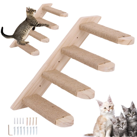 Btidfty 4-Tier Cat Climbing Frame | Wall-Mounted Wooden Cat Resting Rack, Suspended Cat Ladder Suitable for Indoor Use