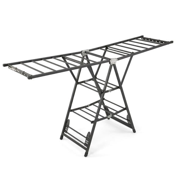 Btidfty 70.87in Clothes Drying Rack Foldable Laundry Drying Rack with Height-adjustable Wings Space-saving Metal Laundry Dryer Stand for Indoor Outdoor Windproof Use