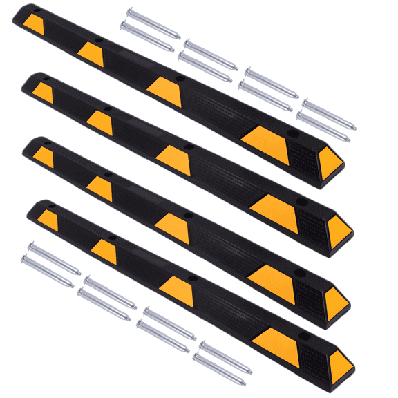 Btidfty 72in Car Parking Stopper W/ Yellow Reflective Stripes Parking Aid Gadgets Tire Stops Guide Wheel Stopper for Truck Rv Trailer Driveway with Bolt Installation (4PCS)