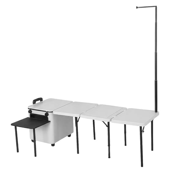 Btidfty Camping Cooking Table with Wheels Folding Kitchen Table with Light Poles Outdoor Cooking Station for Home Bbq Tailgates Cookouts (Small)