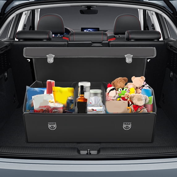 Btidfty Car Trunk Storage Box - Large Capacity Folding PU Tool Organizer, Store Snacks, Toys, Tools, Shoes, Etc. Suitable for SUVs and Other Car Models