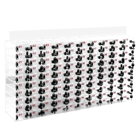 Btidfty Cell Phone Locker 100 Slots Clear Acrylic Cell Phone Storage Box with Door Locks And Keys Phones Storage Cabinet for Factory Office Classroom Gym