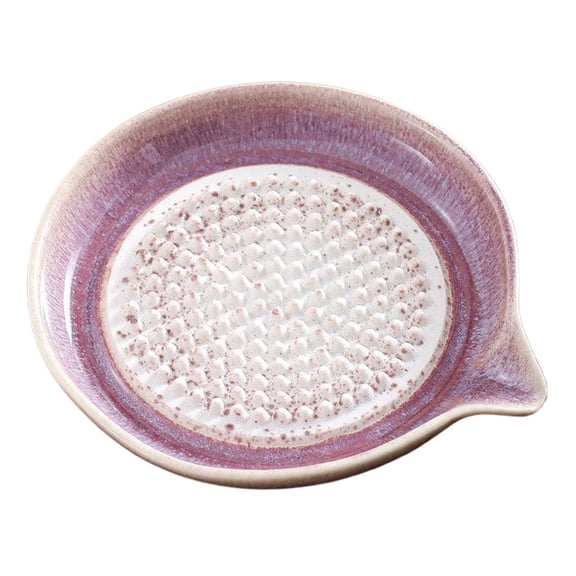 Btidfty Ceramic Grater Plate with Spout Porcelain Ginger Garlic Wasabi Grater for Ginger Garlic Onion Cheese Lemon Chocolate Working for Home Kitchen Cooking Preparation (Purple)