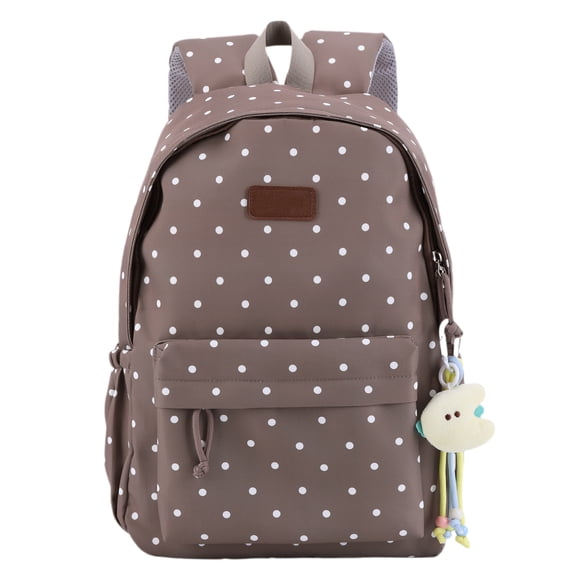 Btidfty Cute Polka Dot Laptop Backpack Large Capacity Travel Backpack Lightweight Bookbag for Female Elementary & Middle Students (Khaki)