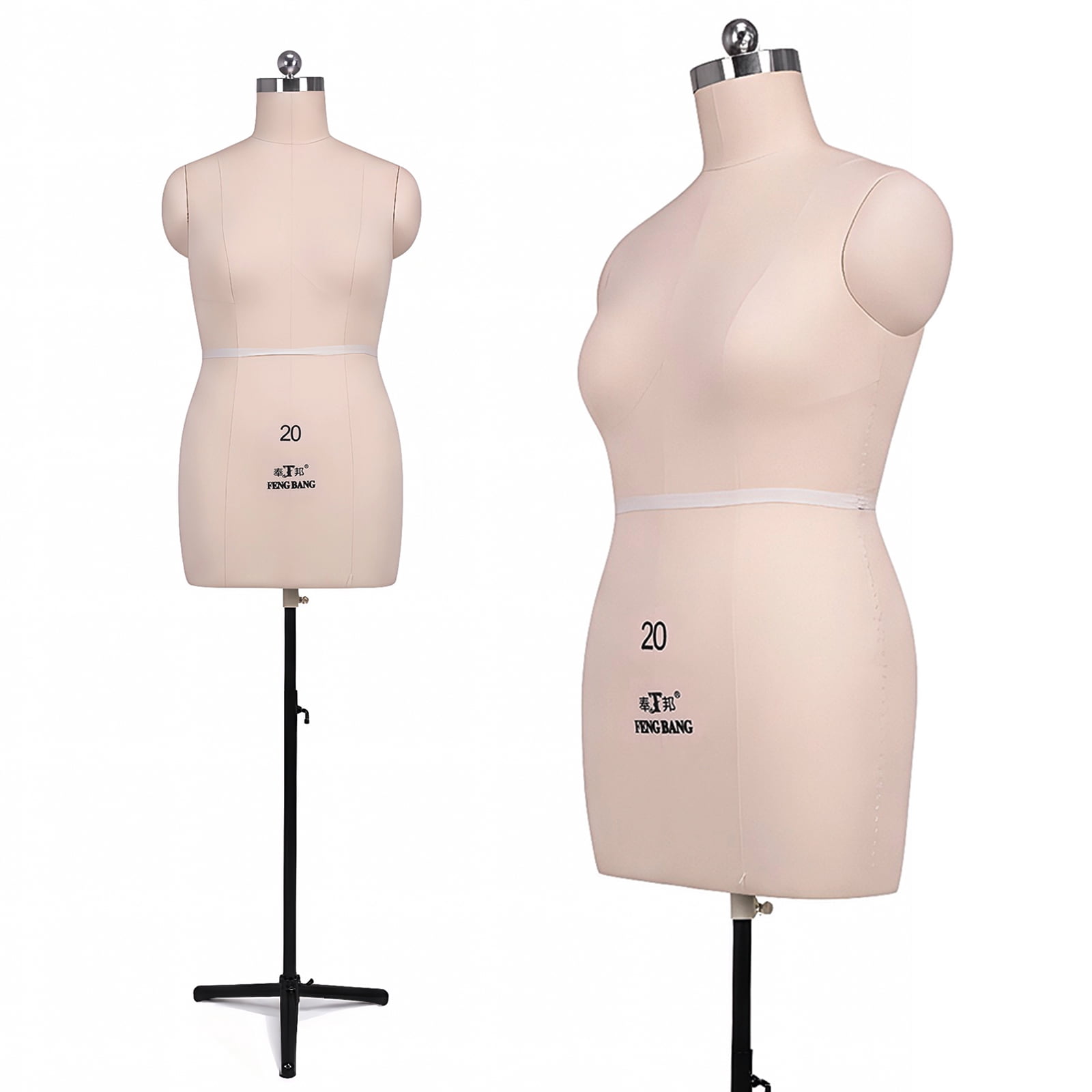 Btidfty Dress Form Height Adjustable Female Half Body Sewing Mannequin with Metal Stand Mannequin Body for Retail Boutique Store