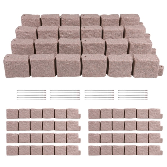 Btidfty Faux Stone Landscape Edging Decorative Stone-look Garden Border with 24 Pieces Spikes 12pcs for Flower Bed Tree Rings Pathways