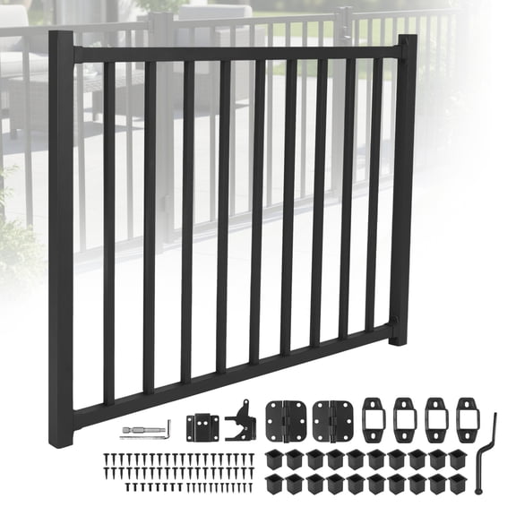 Btidfty Fence Gate Deck Gate with Latch & Auto-closing Hinge Porch Gates Outdoor Lightweight Deck Railing Rust Proof for Stairs & Doorways
