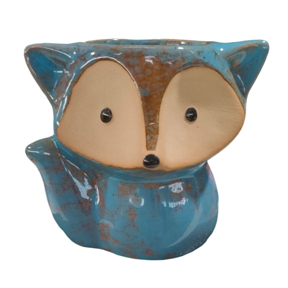Btidfty Fox Ceramic Succulent Pot Cartoon Bonsai Pot Decorative Small Plant Holder Multi-function Flower Planter Pot with Drain Hole for Micro Landscape