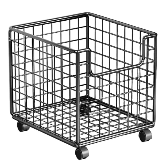 Btidfty Laundry Basket Hamper with Wheels Mesh Wire Storage Utility Trolley Mobile Fruit Vegetable Basket Stand for Living Room Bathroom Closet Or Bedroom
