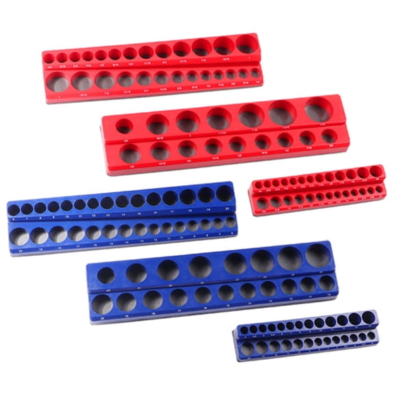 Btidfty Magnetic Socket Organizers Holds 141 Socket Plastic Socket Display Holder Kit Metric Sae Socket Trays 1/2 3/8 1/4 Drive Professional Tools Organizer(red +Blue)