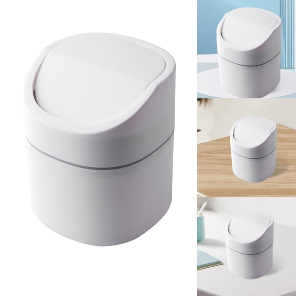 Btidfty Mini Trash Can with Lid Plastic Desktop Garbage Basket Nordic Style Sundries Barrel Box Removable Lid for Office Desk Bathroom Vanity