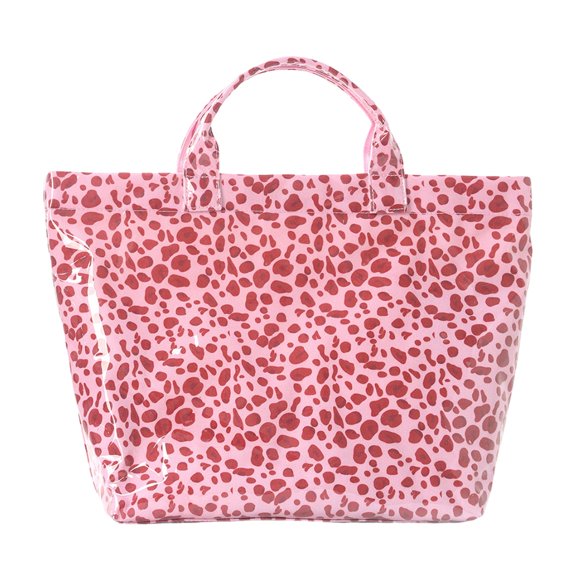 Btidfty Pvc Lightweight Canvas Handbag Large Capacity Portable Travel Shoulder Bag Striped Pattern Tote Pouch Commuting Work Handbags (Red)