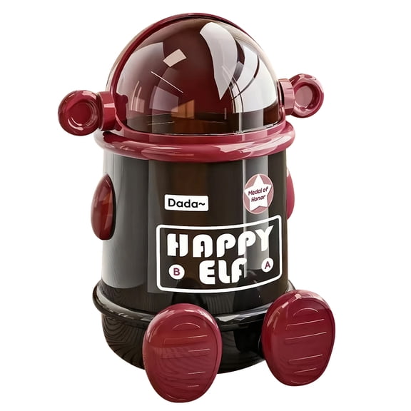 Btidfty Robot Trash Can W/lid Plastic Garbage Can for Home Office Dorm (Sitting Red)