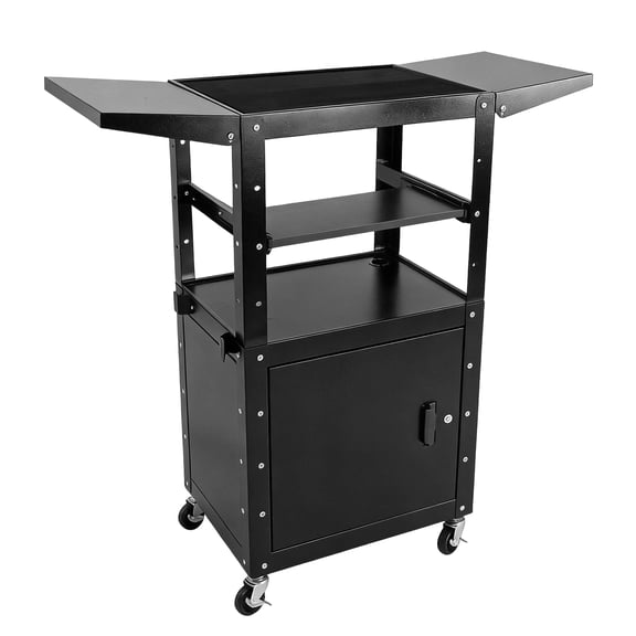 Btidfty Rolling Av Carts Cabinet & Stands with Locking Cabinet Keyboard Tray Printer Craft Utility Cart with Wheels Height Adjustable 36-44 in 110lbs for Classroom Office
