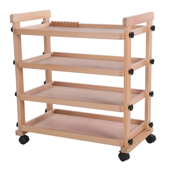 Btidfty Solid Beechwood Art Cart Storage Organizer with Caster Wheels Rolling Utility Studio Taboret Multifunctional Studio Special Painting Cart Multi-layer for Supplies & Classroom Utility