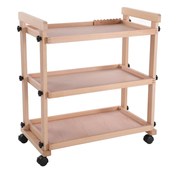 Btidfty Solid Beechwood Art Cart Storage Organizer with Caster Wheels Rolling Utility Studio Taboret Multifunctional Studio Special Painting Cart Multi-layer for Supplies & Classroom Utility