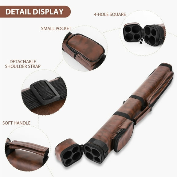 Btidfty Square Four-hole Billiard Pool Cue Case Leather Billiard Rod Bucket W/ Pockets