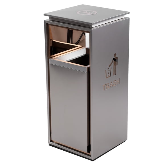 Btidfty Stainless Steel Fingerprint- Large Trash Can Heavy Duty Brushed Finish Garbage Bin for Patio Hotel Park Garden