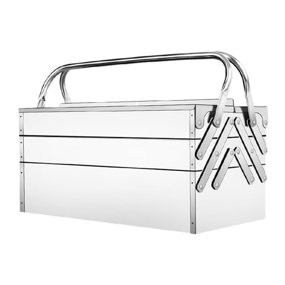 Btidfty Stainless Steel Foldable Tool Box Cantilever Tool Box Organizer 3 Level And 5 Retractable Tray Compact Organizer Hardware Storage Box for Diy Outdoor & Construction Use