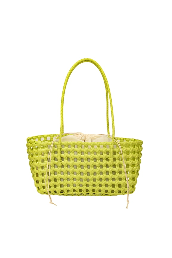 Women Summmer Beach Bag Large Capacity Designer Handbag Breathable Handmade Woven Rattan Bag Lightweight for Daily Office Work Outing Social Occasions (Fruit Green)