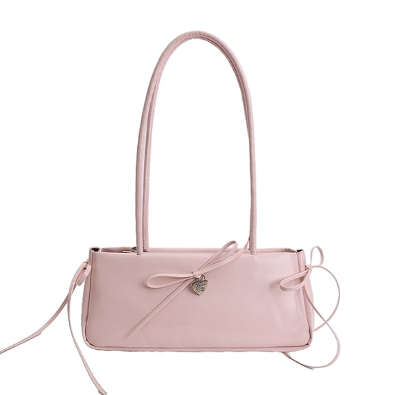 Btidfty Women Underarm Bag Korean Style Pu Shoulder Purse Sweet Bowknot Single Oulder Bag Long Strap for Party And Daily(pinkish)
