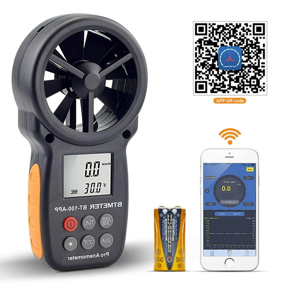 Btmeter BT-100-APP Digital Anemometer, Handheld APP Data Support Wind Speed Meter