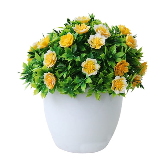 Btomtd 10"x5"x5" Artificial Flowers Bonsai Plant, Simulation Fake Flowers for Wedding Home Decoration, Living Room Decor with Fake Plants and Elegant Bonsai Ornaments, Yellow