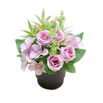 Btomtd 10"x5"x5" Artificial Green Potted Plants, Small Simulation Bonsai with Plastic Fake Flowers, Fake Plants for Decoration, Floral Arrangements with Fake Mums for Home, Purple