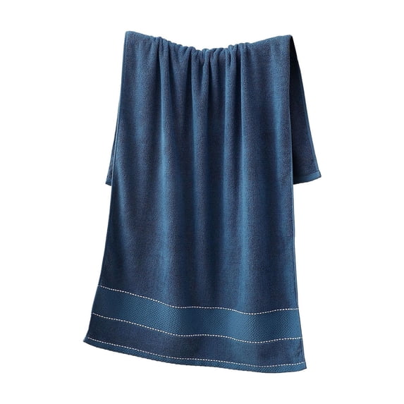 Btomtd 100% Cotton Bath Towels, Extra Large Absorbent Oversized Bath Sheet, Soft Embroidered Home Gift Shower Towels, Size 55" x 27.5", Blue