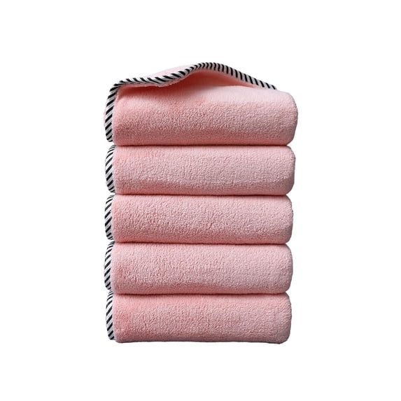 Btomtd 100% Cotton Bath Towels Set of 5, Absorbent Towels for Adults, Soft Hand Towels for Home Daily Use, Size 19.7" x 11.8", Pink